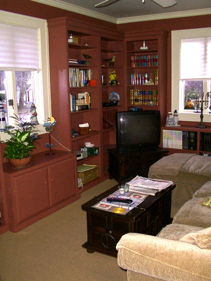 Built-in bookcases and window seat